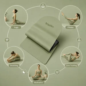 PU Yoga Mat with Natural Rubber Base, Non-Slip, for Yoga, Pilates and Stretching