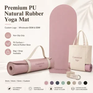 PU and Natural Rubber Non-Slip Yoga Mat for Pilates and Fitness