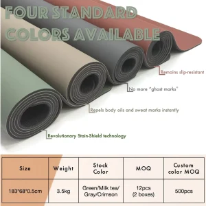 PU and Natural Rubber Yoga Mat, Oil-Resistant, High Traction, with Alignment System