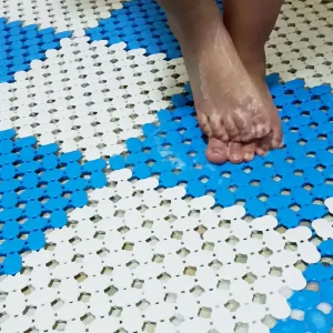 PVC Anti-Slip Bath Mat Indoor/Outdoor Modular Interlocking Easy-Clean for Swimming Pool Kindergarten Bathroom Floor Drain
