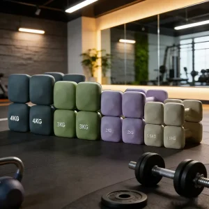 PVC Coated Square Dumbbells Set 1kg 1.5kg 2kg 3kg 4kg Non-Rolling Home Gym Strength Training Fitness Equipment for Women and Men