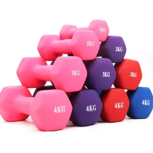 PVC-Dipped Lightweight Dumbbell Set, 1-7 kg, Hex Cast Iron Core, for Home Gym Fitness Training