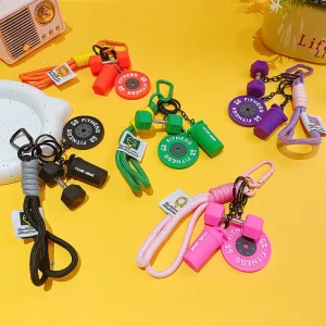 PVC Dumbbell Plate Combination Keychain Backpack Hanging Ornament