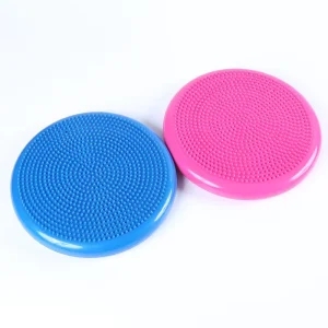 PVC Inflatable Green Massage Balance Cushion Wobble Disc 34cm Diameter 900g for Fitness Training with Waterproof Pump
