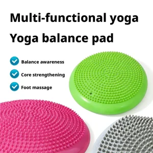 PVC Inflatable Yoga Balance Mat with Ankle Trainer, Backrest and Massage Cushion