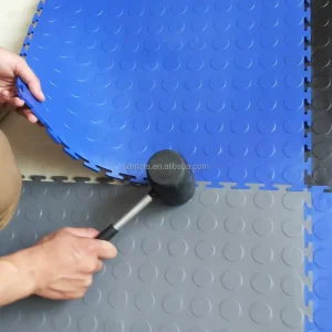 PVC Interlocking Floor Tiles Plain Surface Non Slip Waterproof Impact Resistant for Industrial Workshop Garage Repair Areas