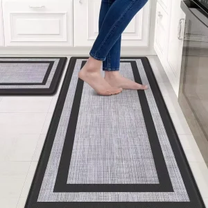 PVC Kitchen Floor Mat, Anti-Slip, Anti-Fatigue, Elastic Memory Foam, Oil-Proof, Wash-Free, Medium Thickness, Patterned