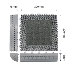 PVC Non Slip Entrance Mat Plaid Pattern Hydrophobic Dust Removal Blanket Surface Washable Outdoor Block Mat