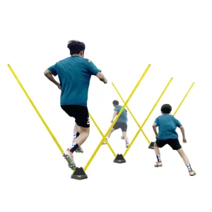PVC Speed Agility Training Pole Set Football Slalom Poles Adjustable Length Rubber Base