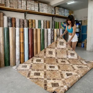 PVC Sponge Flooring Mat Roll, Vinyl Linoleum Floor Covering Sheet