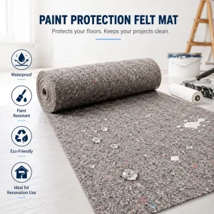 Paint-Resistant Waterproof Eco-Friendly Self-Adhesive Laminated Non-Woven Fabric Floor Protection, Medium Weight