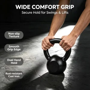 Painted Cast Iron Steel Kettlebell for Home Fitness Training, Squats, and Hip Workouts