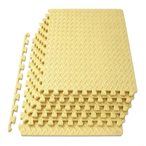 Pale Yellow Baby Nursery EVA Gym Mat Non-Toxic Soft Interlocking Puzzle Floor Mats Custom Color Custom Size