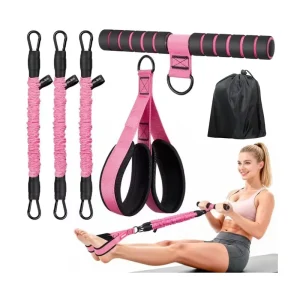 Pedal Exerciser with 3-Tube Adjustable Resistance Bands and Sit-Up Equipment for Women