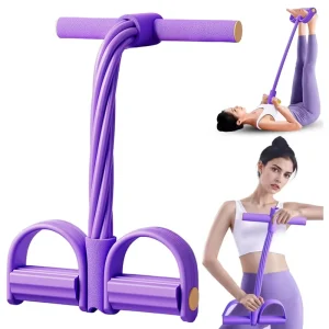 Pedal Resistance Band 4 Tube Elastic Yoga Pull Rope for Home Workout Fitness Stretching & Strength Training