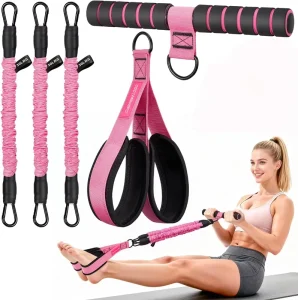 Pedal Resistance Band with Handles, 3-Tube Adjustable 30/60/90 lb Core Strength Training Equipment