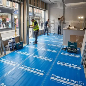 Peel-and-Stick Floor Protection Film with No Residue for Painting and Renovation