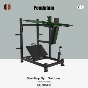 Pendulum Squat Machine Shoulder Support Wide Foot Platform Swing Arm Side Weight Storage for Fitness Center