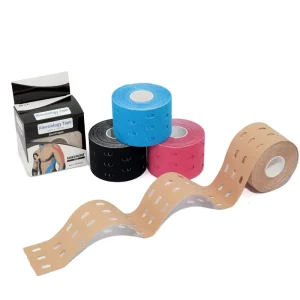 Perforated Breathable Cotton Elastic Kinesiology Tape Roll for Athletic Training and Muscle Support