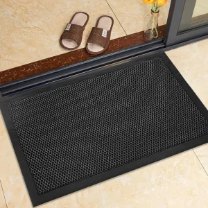 Pet Friendly Waterproof Thin Cushioned Washable Mesh PVC Geometric Pattern Entryway Door Mats Nitrile Rubber Anti Slip