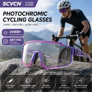 Photochromic UV400 Anti-Fog PC Lens Cycling Glasses for MTB and Road Bike