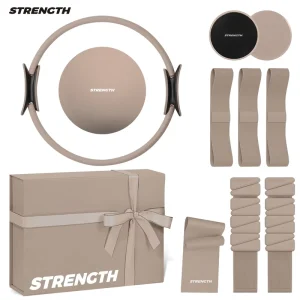 Pilates Accessories Kit with Fabric Resistance Band, Magic Circle, Yoga Block and Pilates Ring