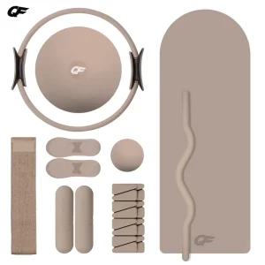 Pilates Accessories Kit with Ring, Yoga Mat, Ball, Resistance Bands, Slider, Magic Circle, and Ankle Weights