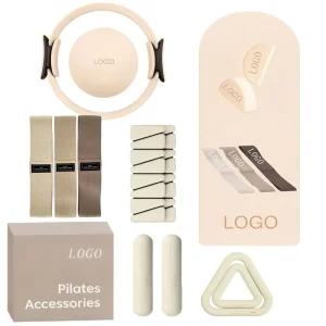 Pilates Accessories Set with Exercise Mat Balance Pad Massage Stick Training Rings for Home Use