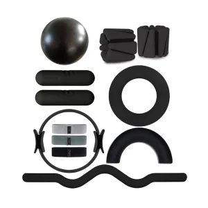Pilates Accessories Set with Yoga Mat, Dumbbells, Ball, Bands, and Ankle Weights for Home Studio Training