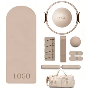 Pilates Accessory Kit with PU Yoga Mat, Resistance Band, and Ball for Home Training