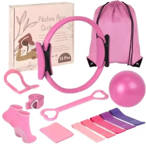 Pilates Accessory Set with Silicone Power Ring Weight Bar and Yoga Mat