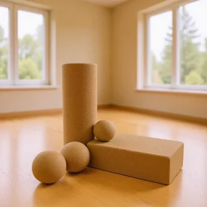 Pilates Back Muscle Stretch Set with Yoga Block Wheel Single Ball Peanut Ball High-Density Wooden Cork Column Solid Foam Roller Stick