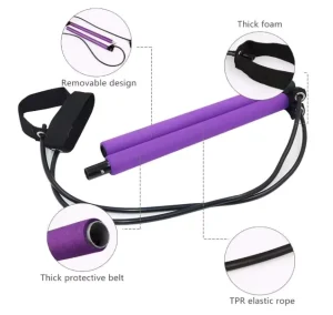 Pilates Bar Kit with Resistance Bands for Home Gym, Women and Men