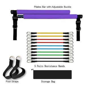 Pilates Bar Set with Yoga Aids for Flexibility and Strength Training