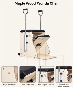 Pilates Chair Maple Wood MJD W18A Professional Apparatus for Commercial Yoga Studio