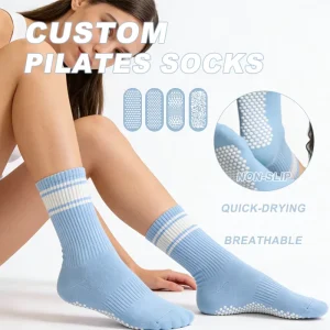 Pilates Crew Cuff Socks, Quick-Dry, Breathable, Anti-Bacterial, Anti-Slip, Eco-Friendly
