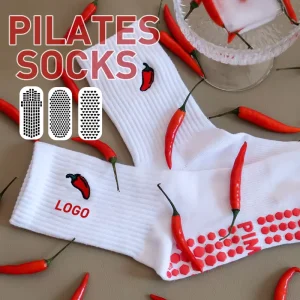 Pilates Crew Socks with Arch Support, Breathable Cotton for Studio Yoga and Fitness Training