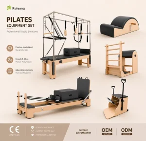 Pilates Equipment Set Wooden Reformer Cadillac Barrel Chair for Studio Fitness Center