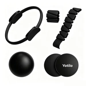 Pilates Essential Kit Silicone Wrist Weights, Magic Circle, Yoga Ball and Sliding Discs for Studio