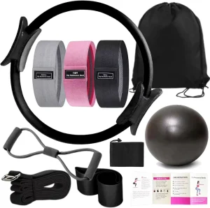 Pilates Essentials Kit Yoga Pilates Kit for Home Workouts with Pilates Ring and Ball Set Booty Bands Figure 8 Yoga Bands