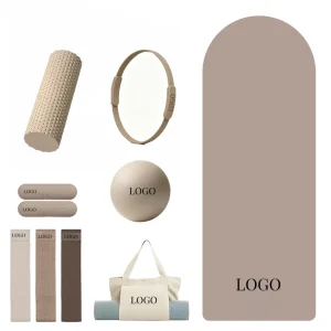 Pilates Exercise Accessories Kit with PU/Silicone Yoga Mat, Band, and Ball for Home Gym Training