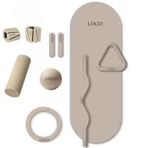 Pilates Exercise Accessories Set, PU/Silicone Yoga Mat, Band and Ball, Home Gym Training