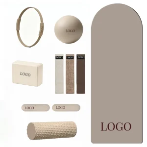Pilates Exercise Accessories Set with PU/Silicone Yoga Mat, Band and Ball for Home Gym Training