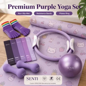Pilates Fitness Equipment Set with Non-Slip Yoga Mat, Soft Dumbbells, and Power Ring for Home Gym
