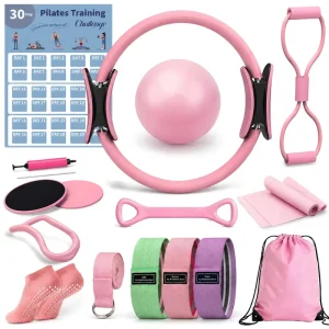 Pilates Fitness Equipment Set with Resistance Belt and Storage Bag