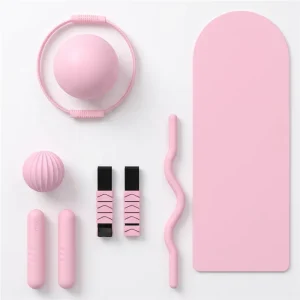 Pilates Fitness Kit with Barbell, Silicone Dumbbell, Yoga Mat, Ring, Ankle and Wrist Weights