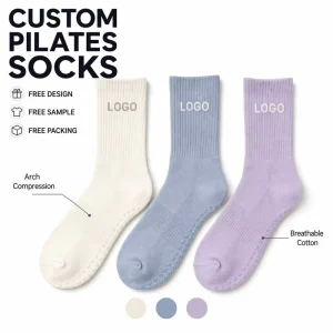 Pilates Grip Socks Multi-Pack with Arch Compression and Elastic Band, Cotton Crew Socks