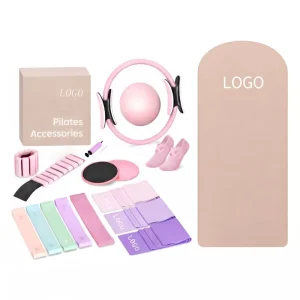 Pilates Home Yoga Fitness Workout Set with Resistance Bands, Yoga Mat, Ankle Weights, Sliders and Grip Socks