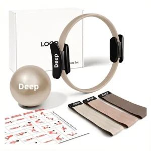 Pilates Kit with Pilates Ring, Mini Pilates Ball and Fabric Booty Bands for Home Yoga and Pilates Workouts