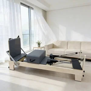 Pilates Reformer Machine Maple Wood Adjustable Resistance Durable Eco Friendly Multifunctional